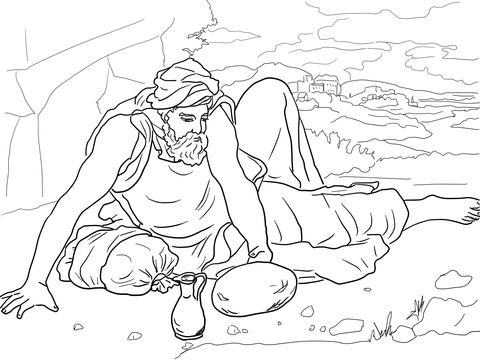 Elijah in the Wilderness coloring page | Free Printable Coloring Pages