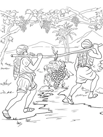 Joshua and Caleb Returning from Canaan coloring page | Free Printable Coloring Pages