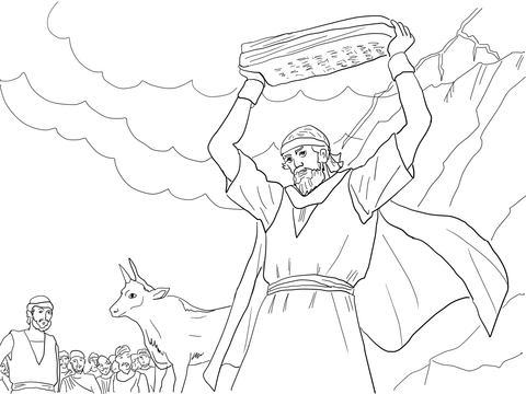 Moses Breaking the Tablets of Law coloring page | Free Printable Coloring Pages