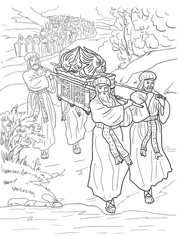 Joshua and the Israelites Cross the Jordan River coloring page | Free Printable Coloring Pages